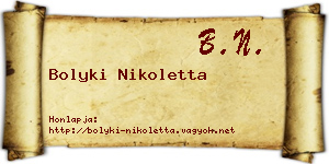 Bolyki Nikoletta névjegykártya